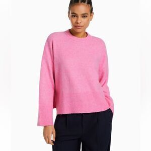 Bershka bubblegum pink oversized crew neck long sleeves women’s sweater …